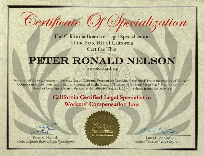 Peter Nelson - Certificate Of Specialization